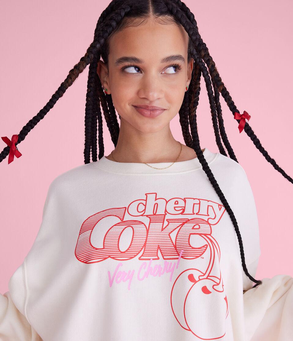 Aéropostale Cherry Coke Very Cherry Oversized Crew Sweatshirt Cream