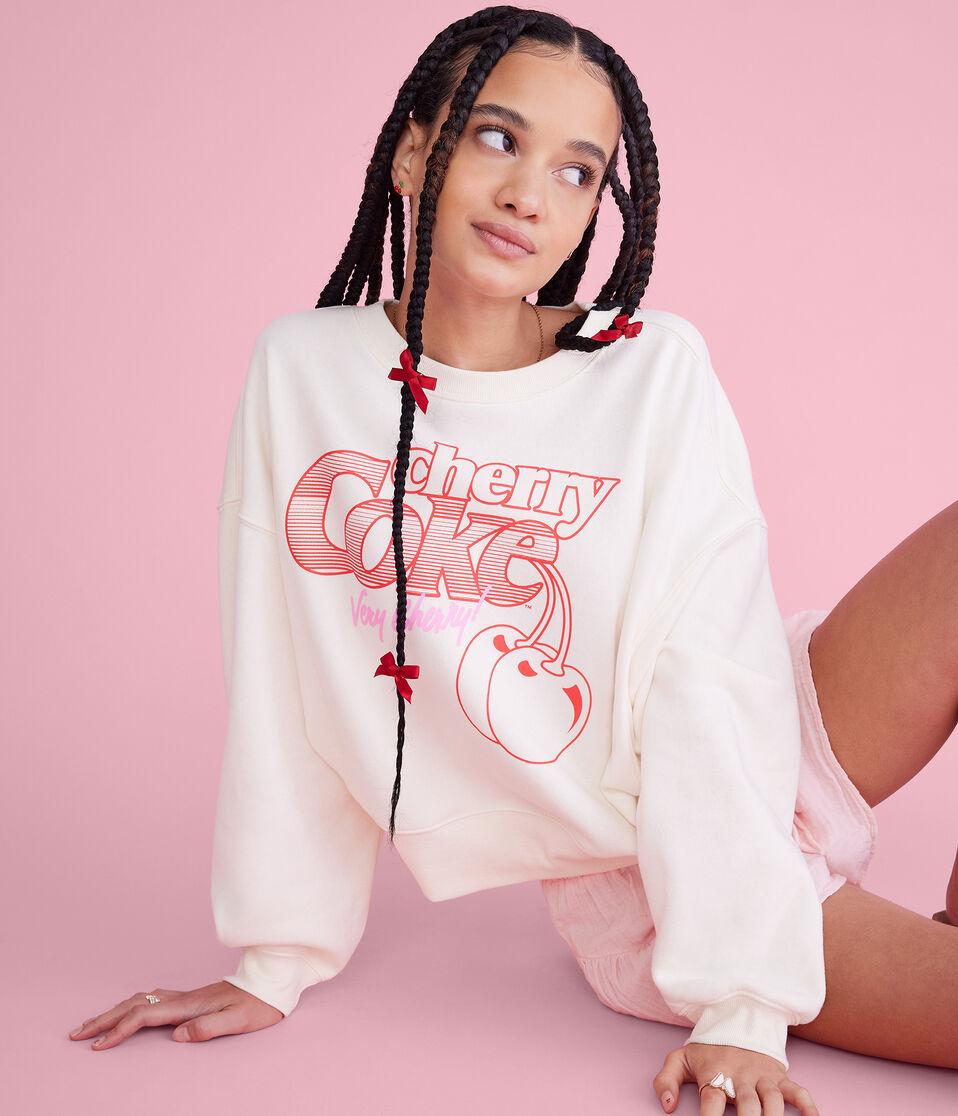 aéropostale Cherry Coke Very Cherry Oversized Crew Sweatshirt cream