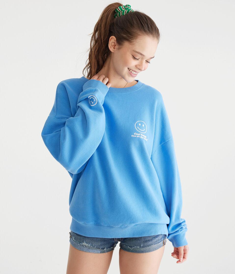 Aéropostale Cloud Soft Good Things Crew Sweatshirt Princess Blue