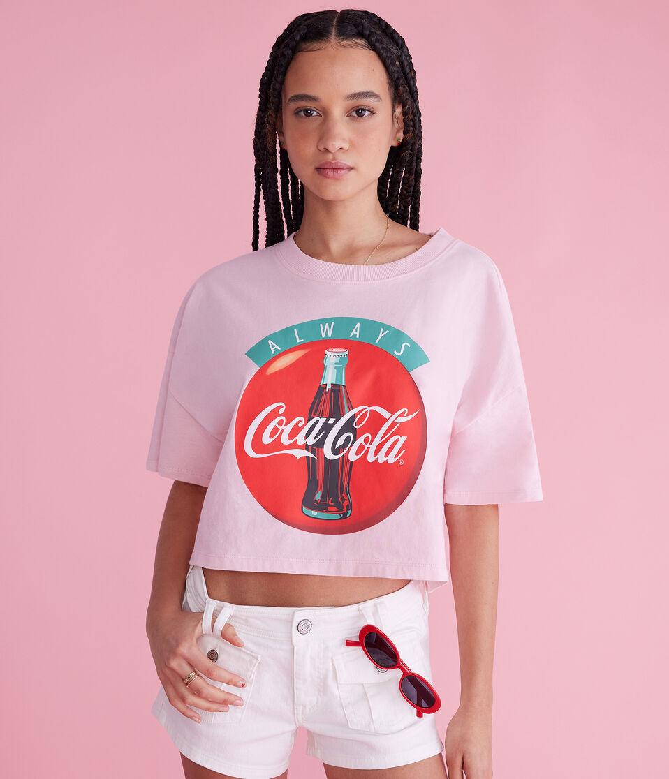 aéropostale Coca-Cola Always Cropped Graphic Tee peach whip
