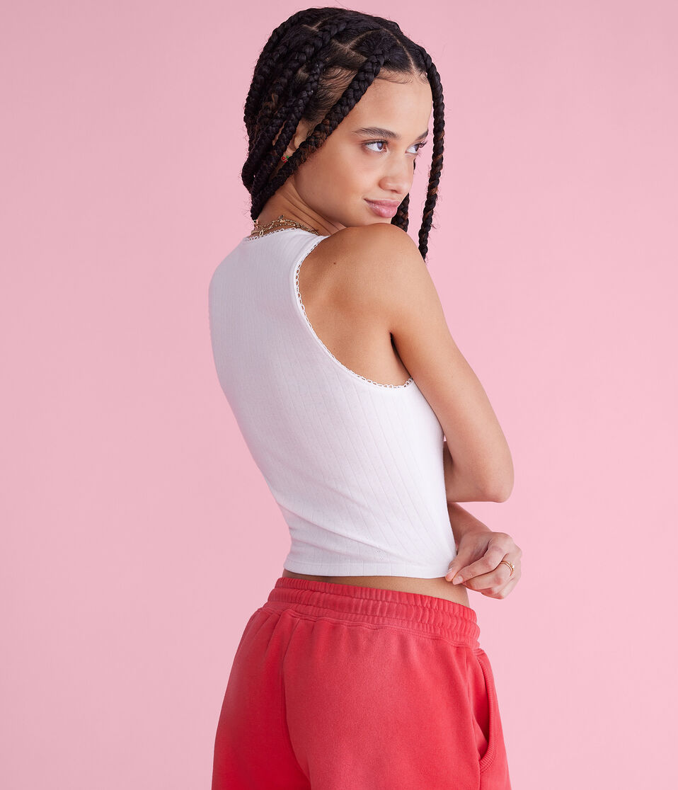 Aéropostale Coca-Cola Love Cropped Scoop-Neck Tank White