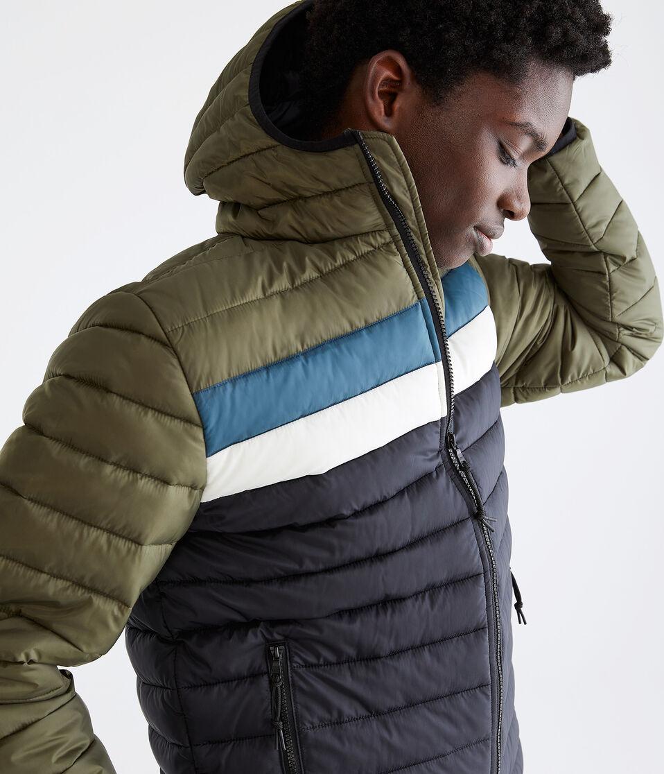 Aéropostale Colorblock Hooded Midweight Puffer Jacket Caper Green