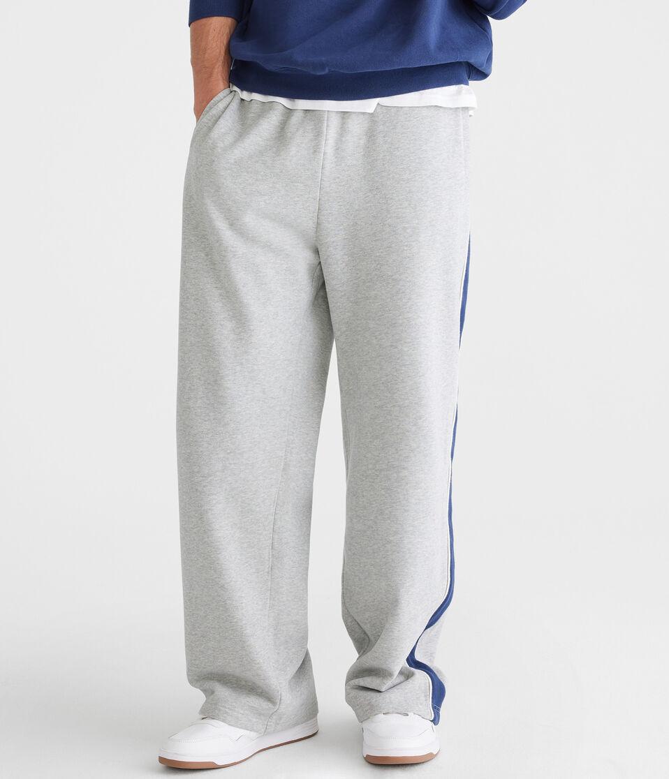 Aéropostale Colorblocked Stripe Straight Leg Sweatpants Light Heather Grey