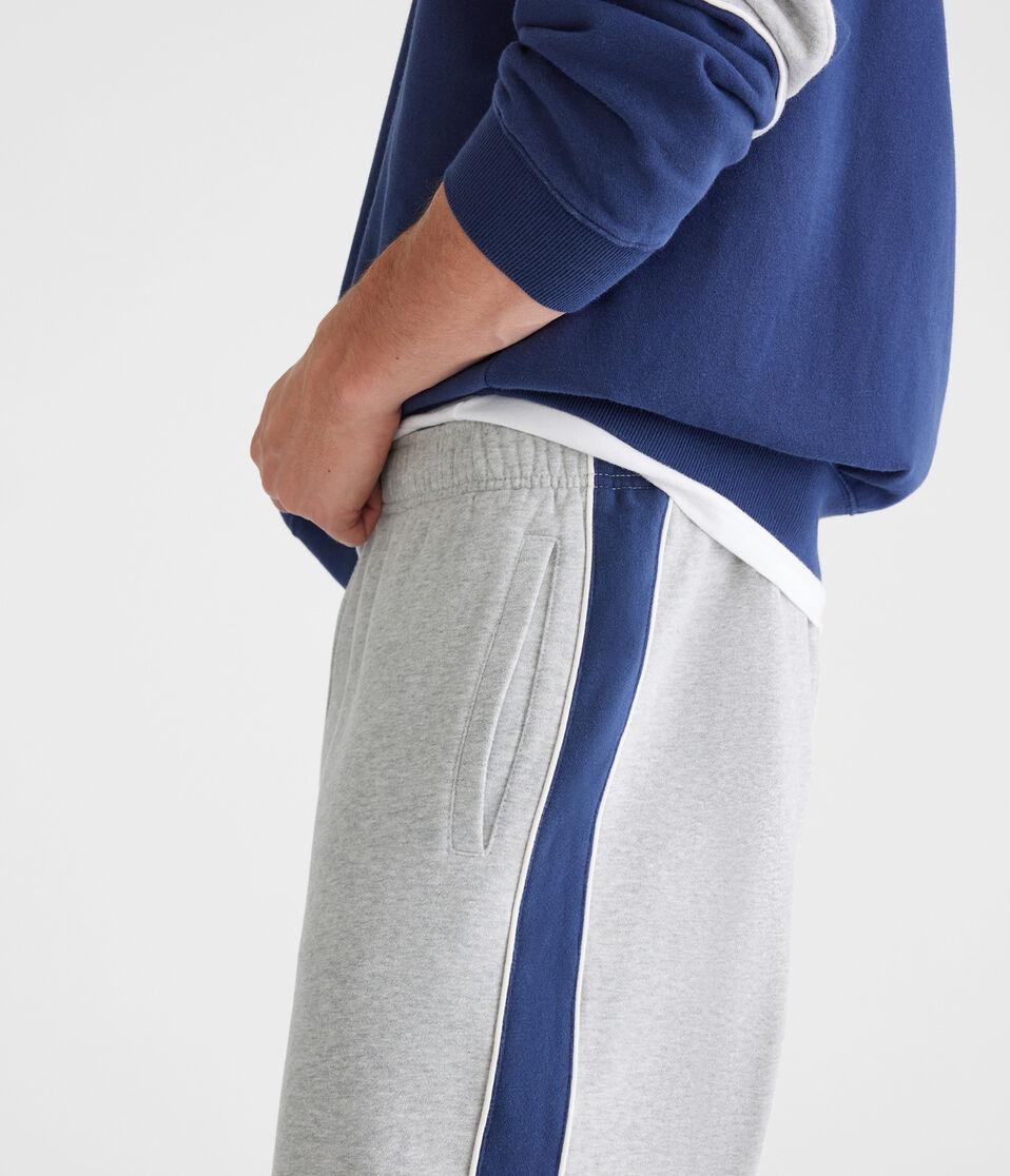 Aéropostale Colorblocked Stripe Straight Leg Sweatpants Light Heather Grey