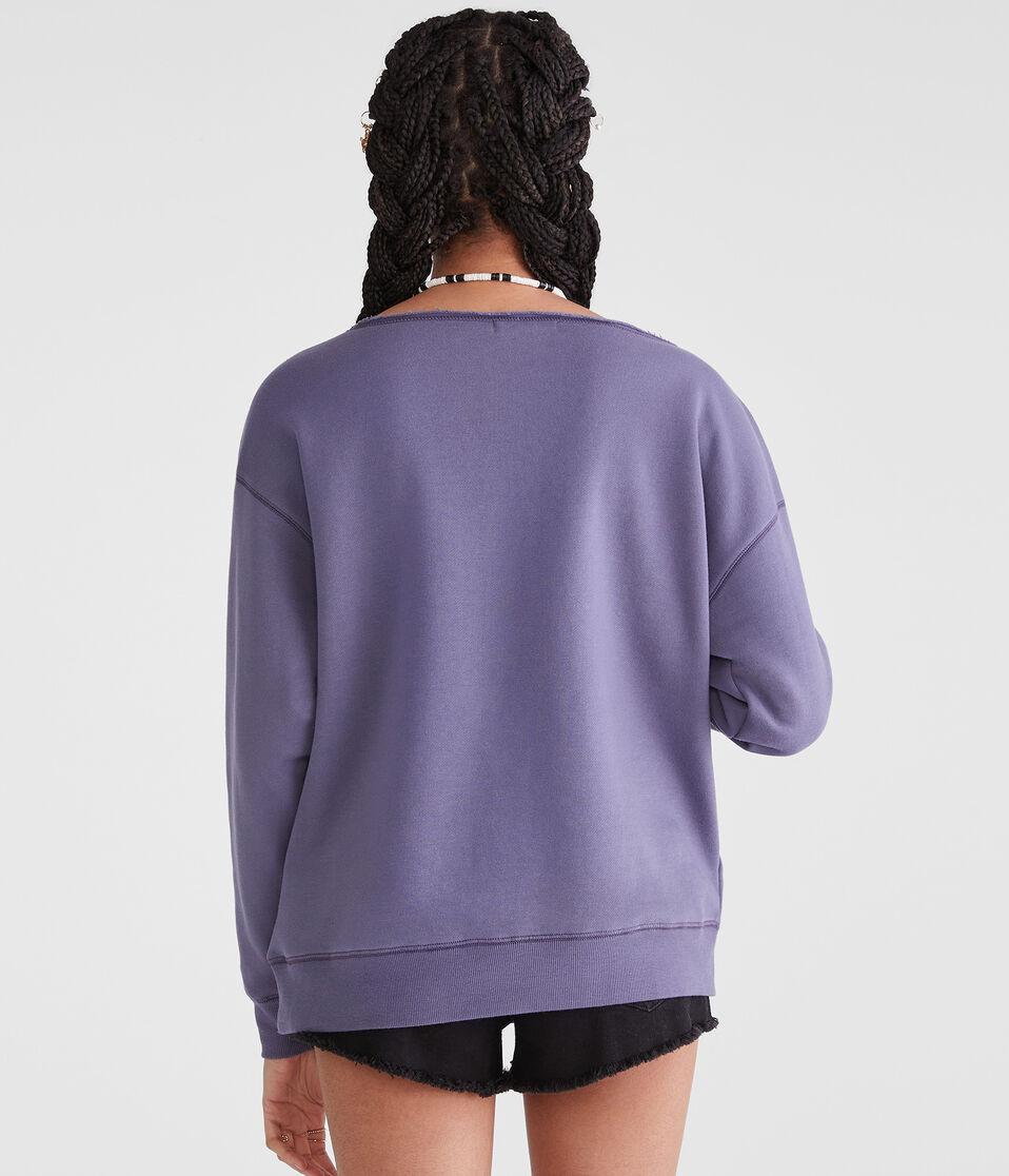Aéropostale Cowboy Bear Off-The-Shoulder Sweatshirt Nightshadow Blue