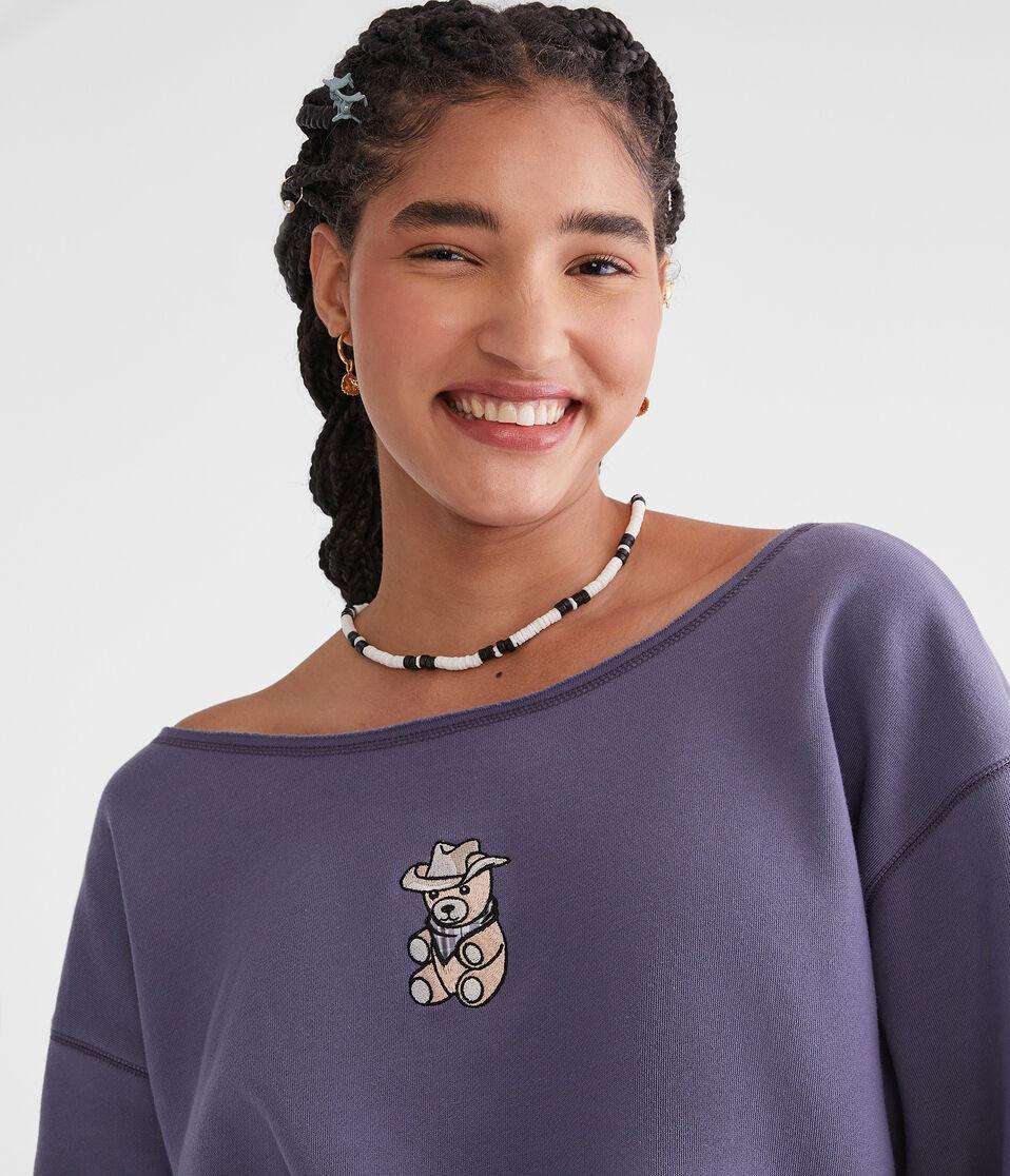 aéropostale Cowboy Bear Off-The-Shoulder Sweatshirt nightshadow blue