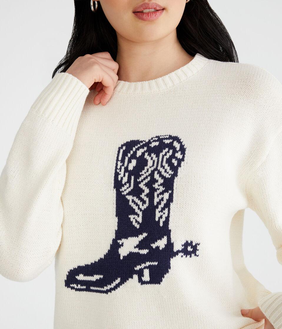 Aéropostale Cowgirl Boot Oversized Crew Sweater Nude