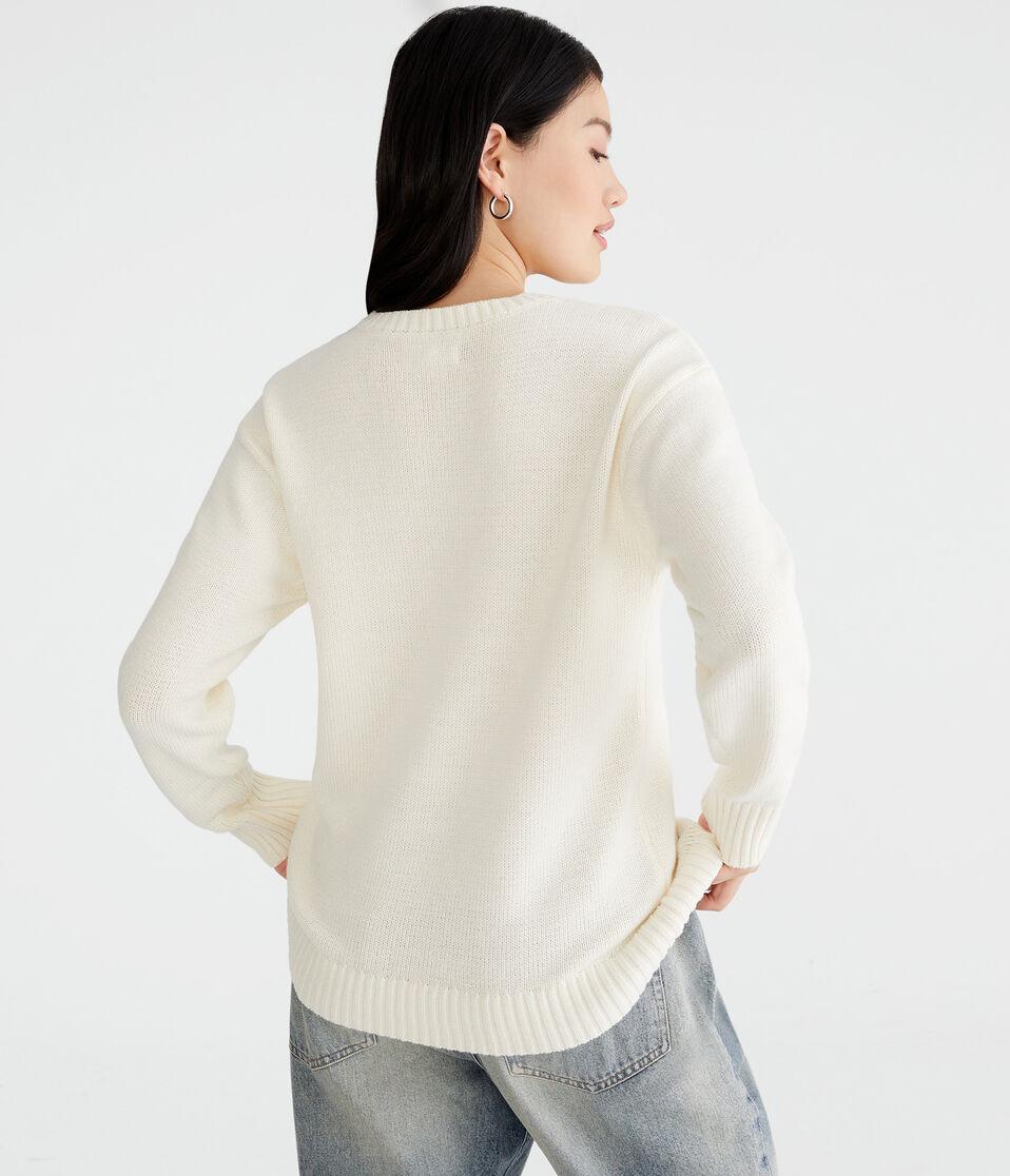 Aéropostale Cowgirl Boot Oversized Crew Sweater Nude