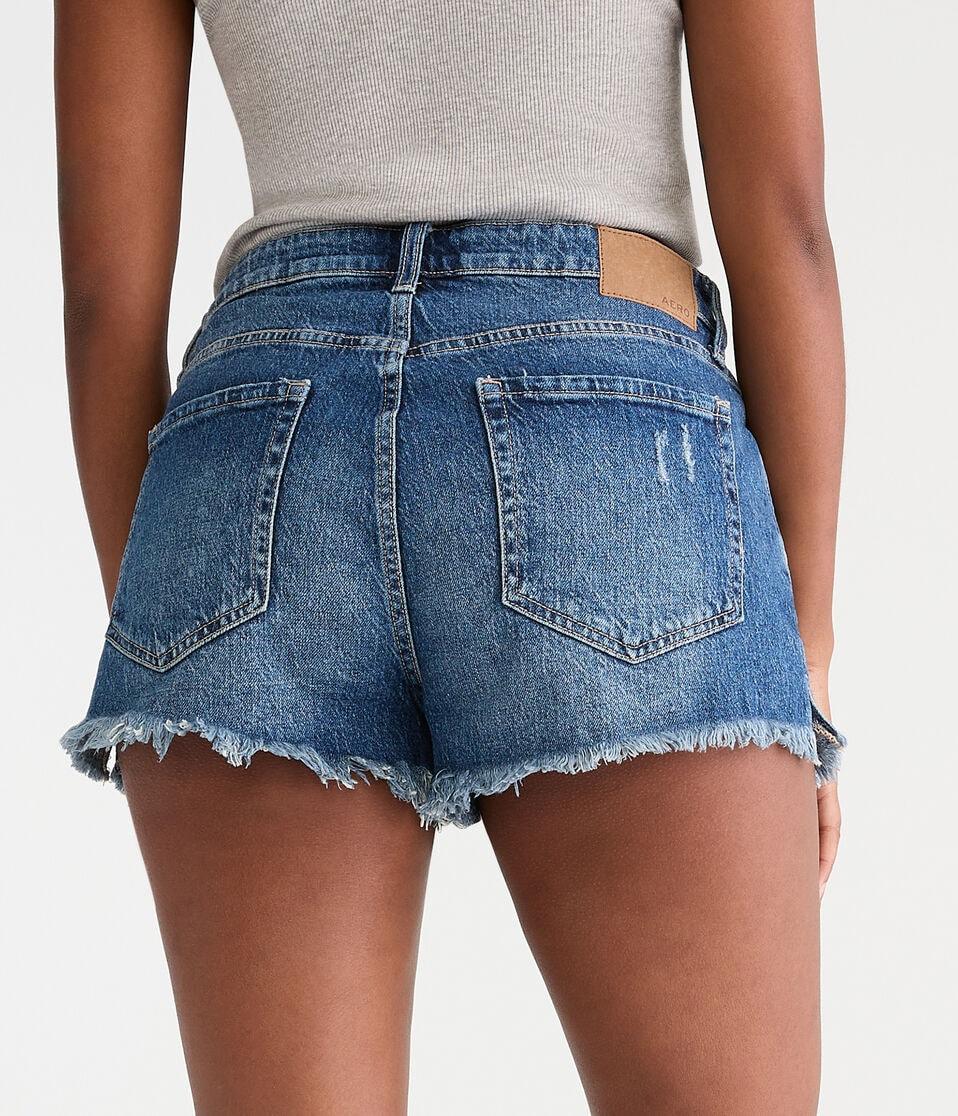 Aéropostale Curvy High-Rise Denim Shorty Shorts Dark Wash
