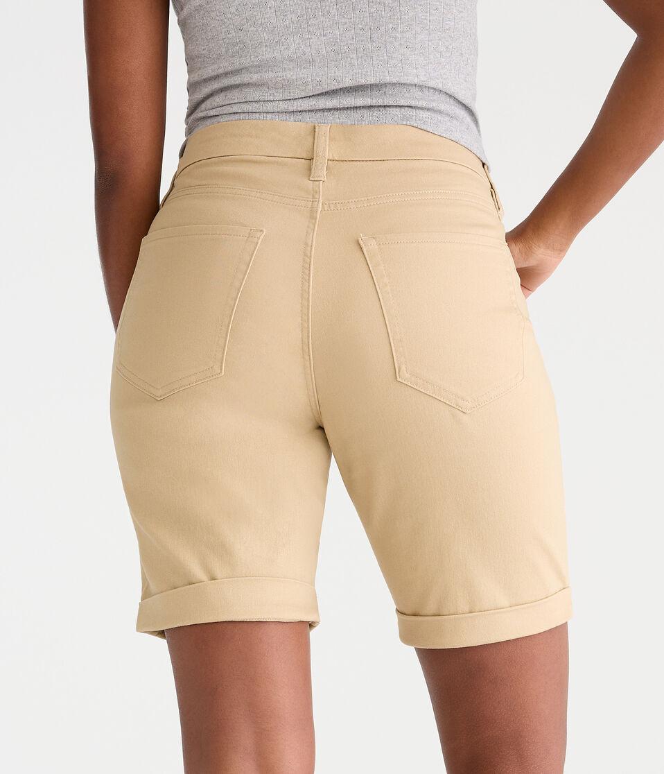 Aéropostale Curvy Seriously Stretchy High-Rise Uniform Bermuda Shorts Summer Tan