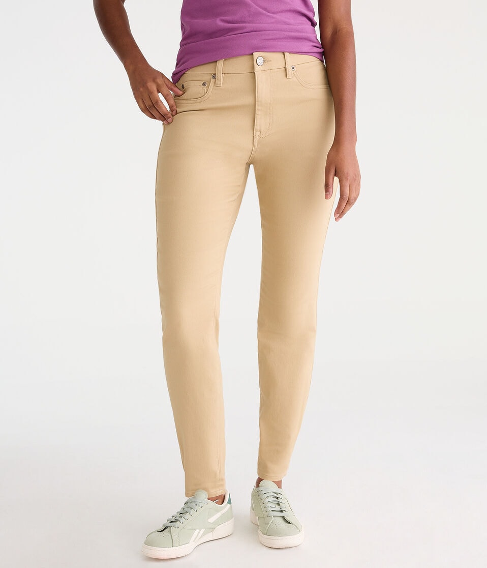 aéropostale Curvy Seriously Stretchy High-Rise Uniform Jeggings summer tan