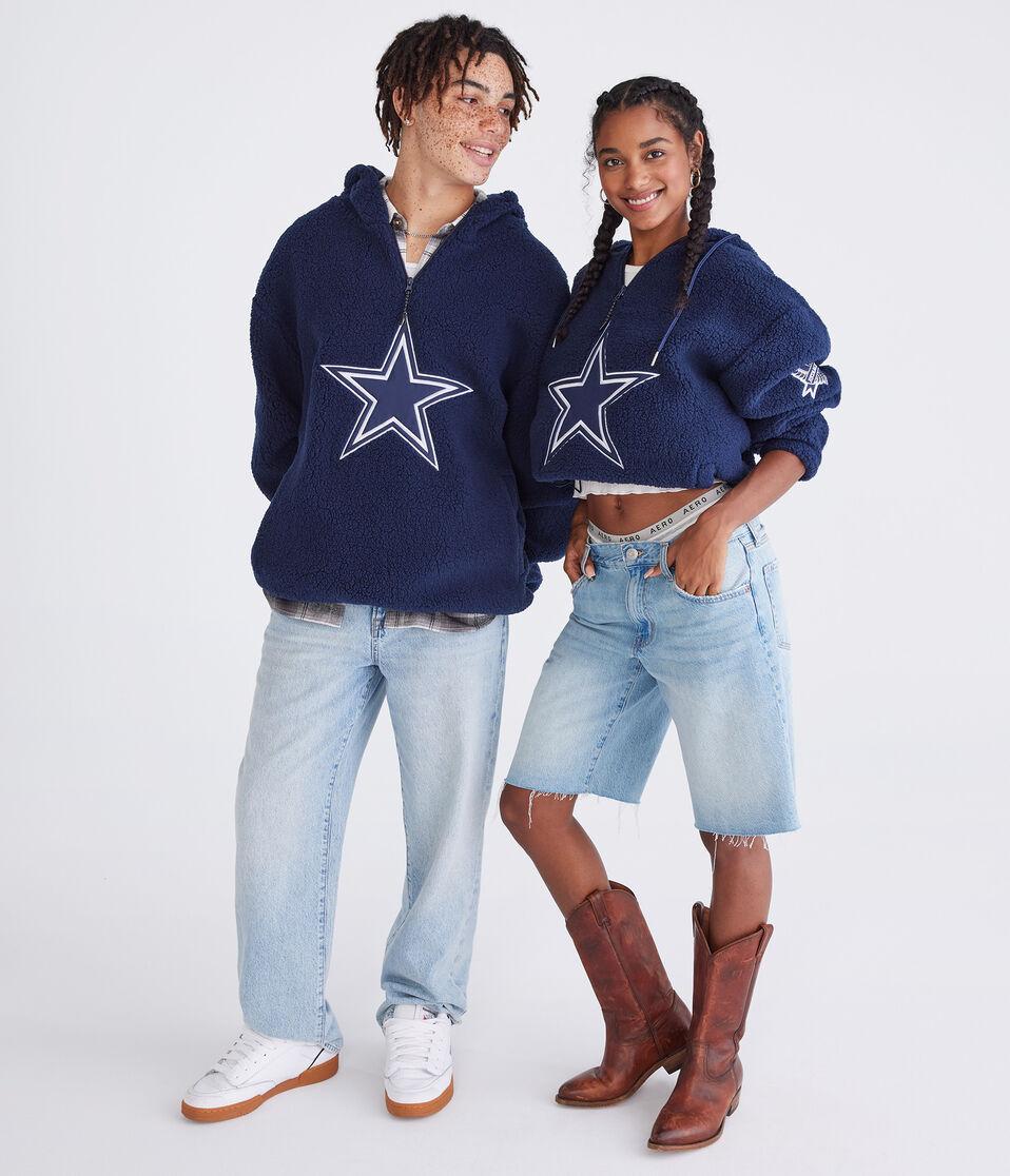 Aéropostale Dallas Cowboys Quarter-Zip Sherpa Hoodie Navy