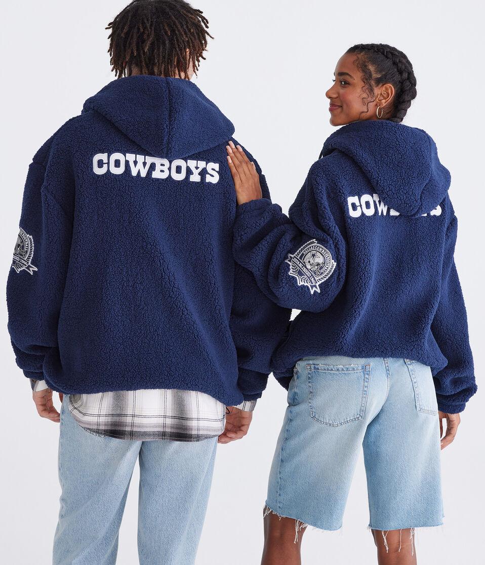 Aéropostale Dallas Cowboys Quarter-Zip Sherpa Hoodie Navy
