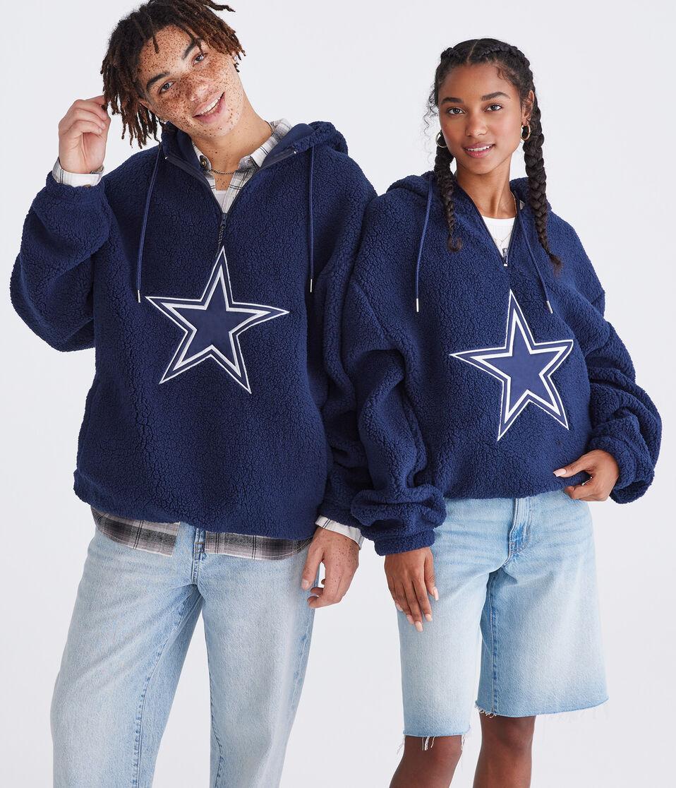 Aéropostale Dallas Cowboys Quarter-Zip Sherpa Hoodie Navy