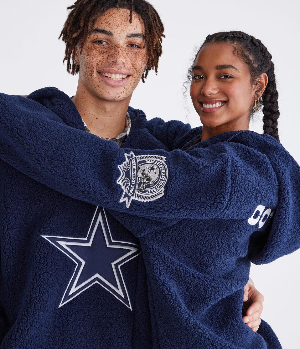 aéropostale Dallas Cowboys Quarter-Zip Sherpa Hoodie navy