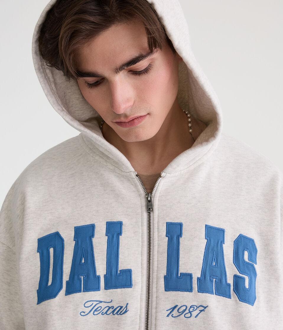 Aéropostale Dallas Texas Essentials Full-Zip Hoodie Lightest Heather Grey