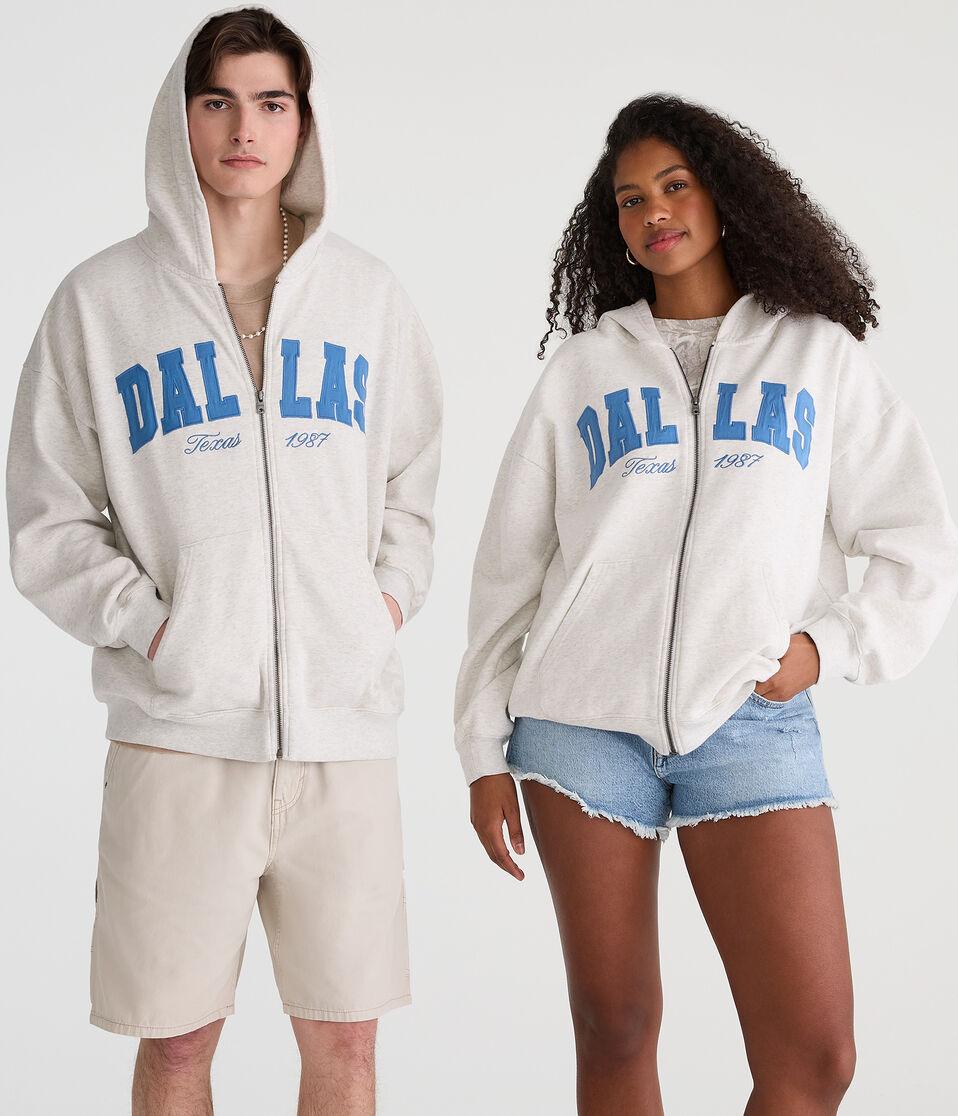 aéropostale Dallas Texas Essentials Full-Zip Hoodie lightest heather grey