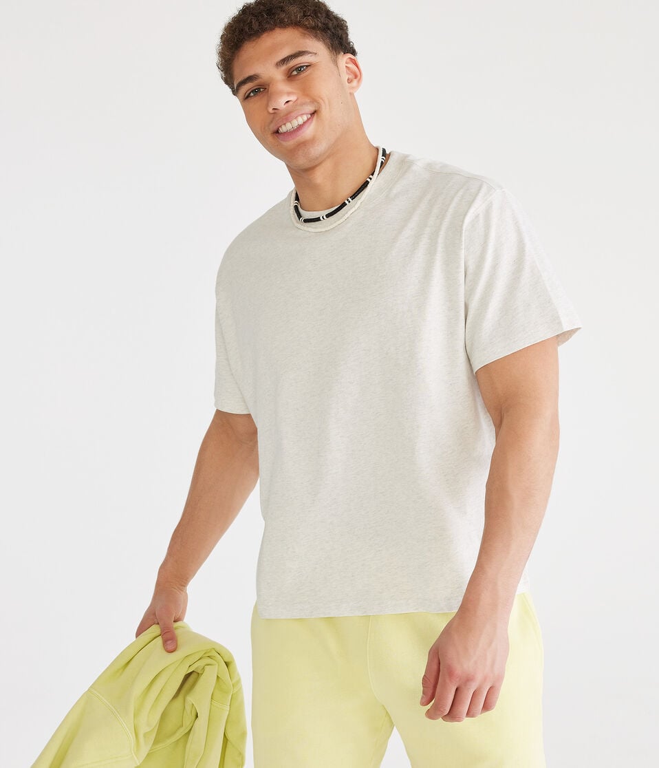Aéropostale Essentials Boxy Crew Tee Lightest Heather Grey