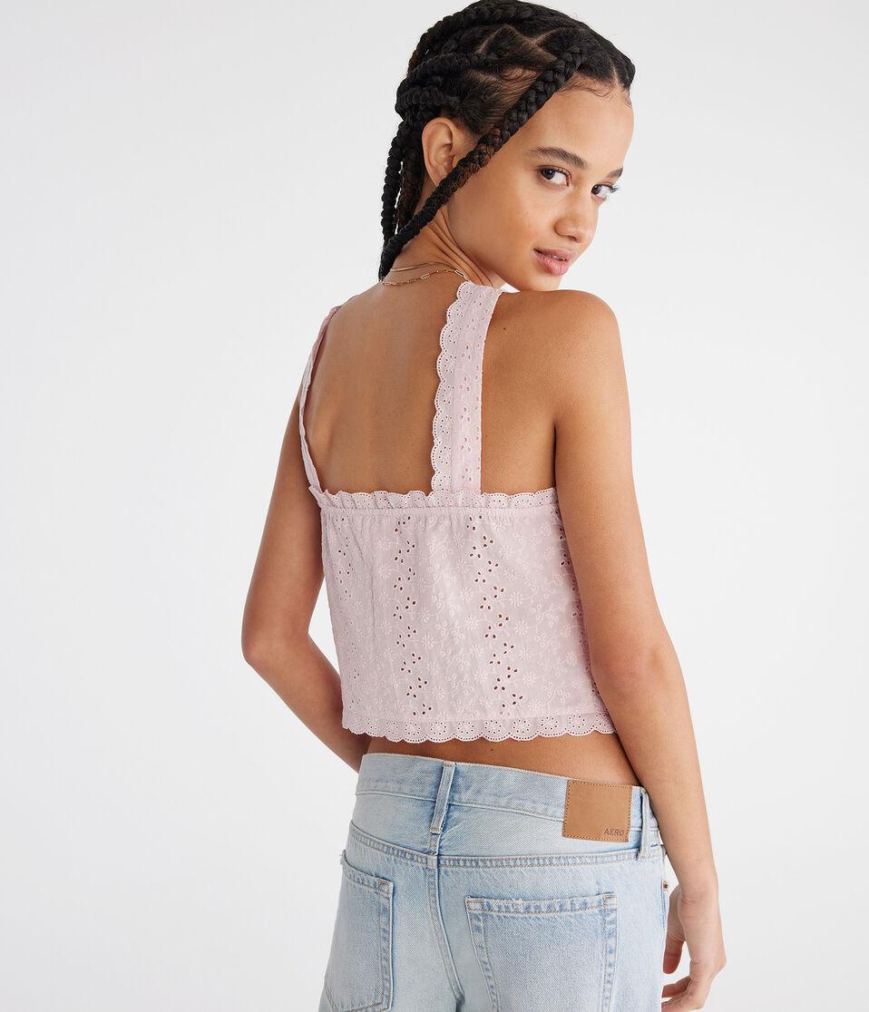 Aéropostale Eyelet Tie-Front Flyaway Tank Peach Whip