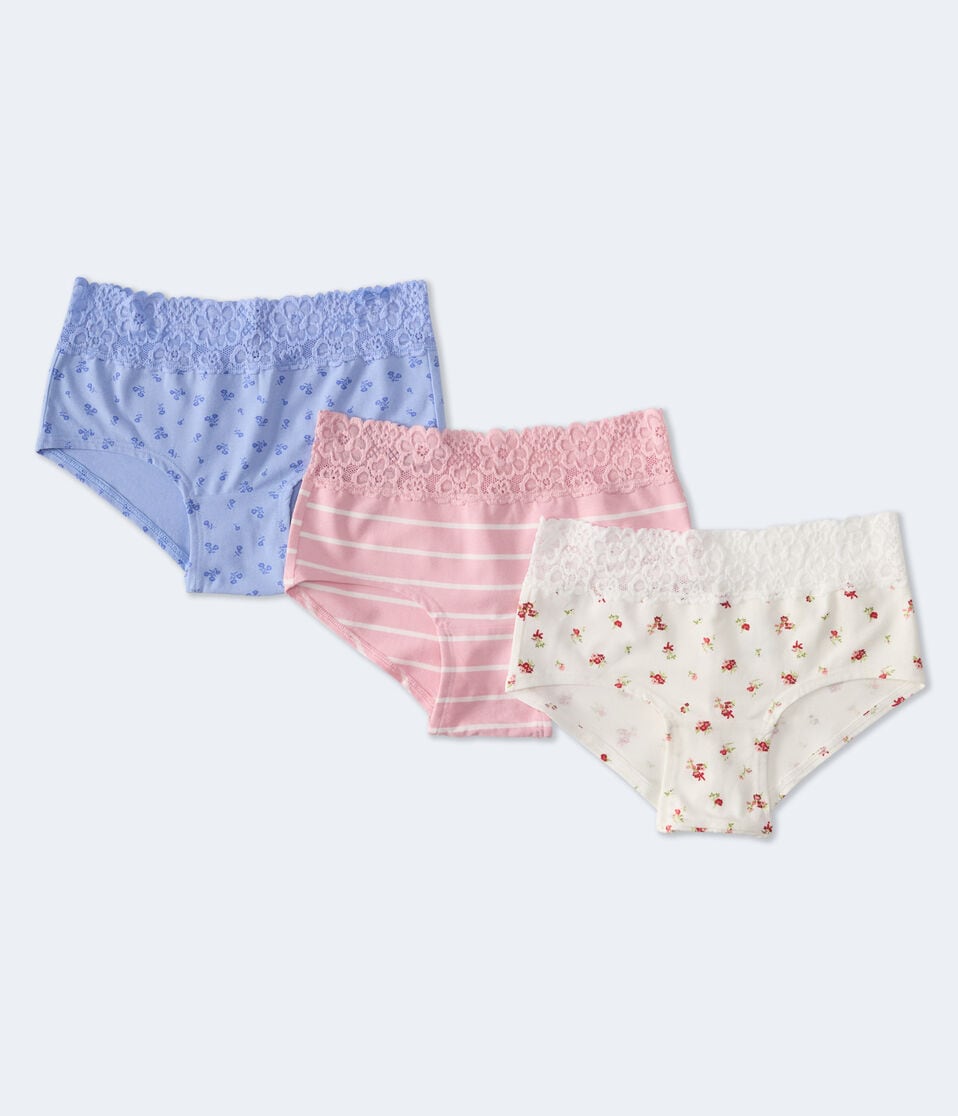 aéropostale Fashion Lace-Trim Boyshort 3-Pack multi