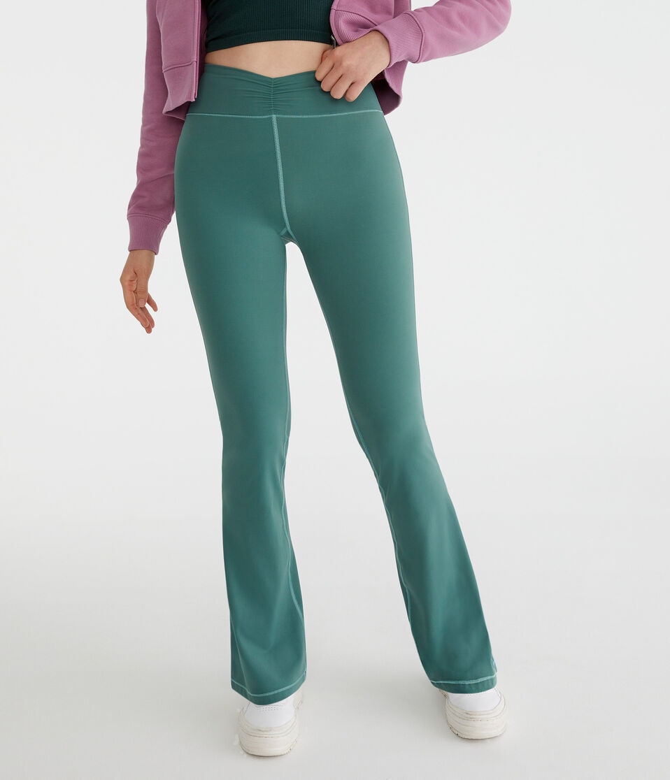 aéropostale Flare Air Soft High-Rise Cinch Leggings deep lichen green