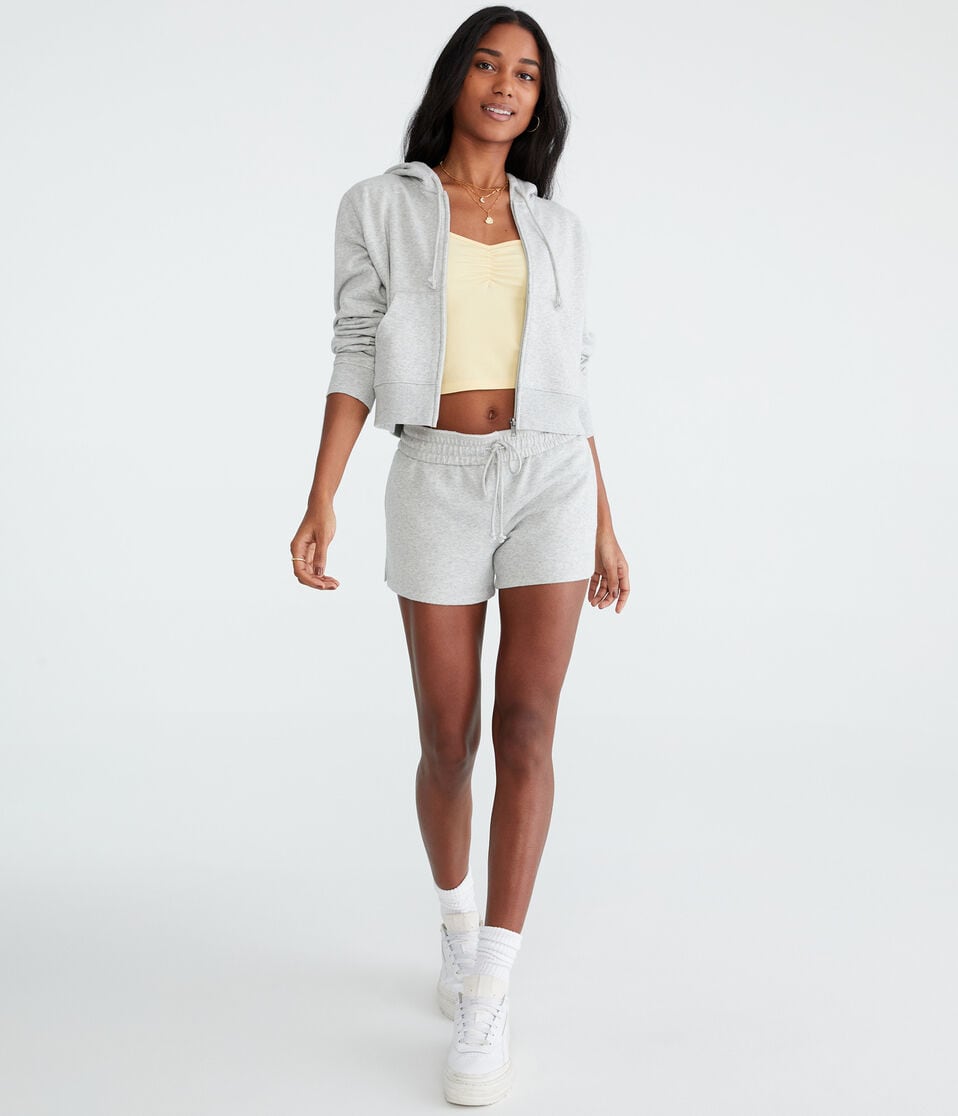 Aéropostale Fleece Slouchy Shorts Light Heather Grey