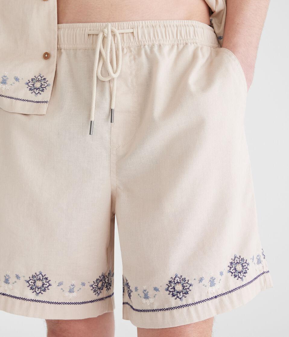 Aéropostale Floral Border All Day Linen Jogger Shorts 7" Bungalow