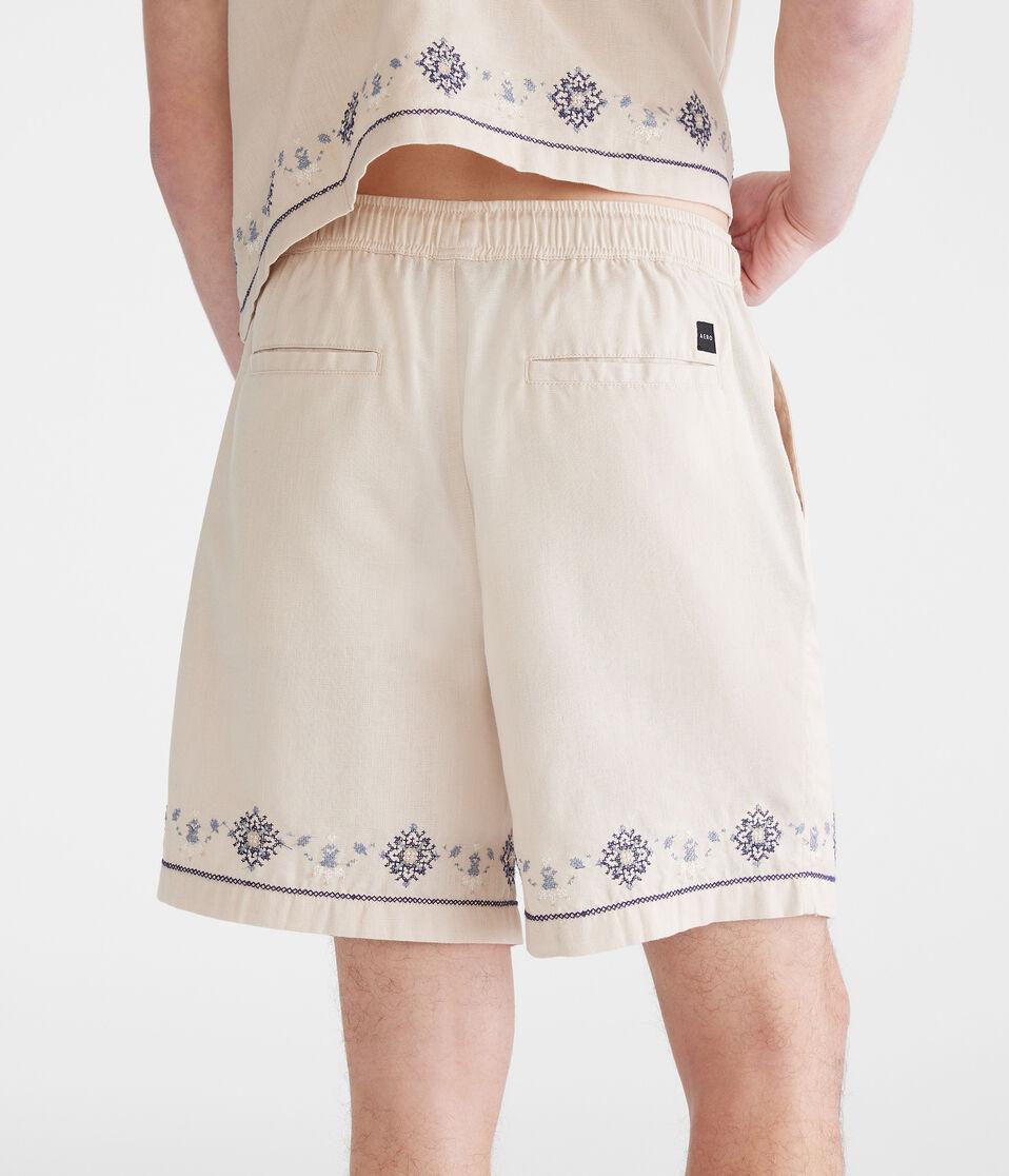 Aéropostale Floral Border All Day Linen Jogger Shorts 7" Bungalow