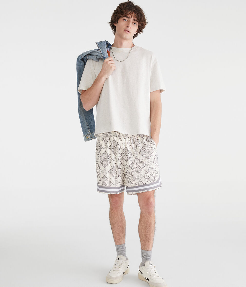 Aéropostale Floral Diamond Print Mesh Shorts 6" Cream