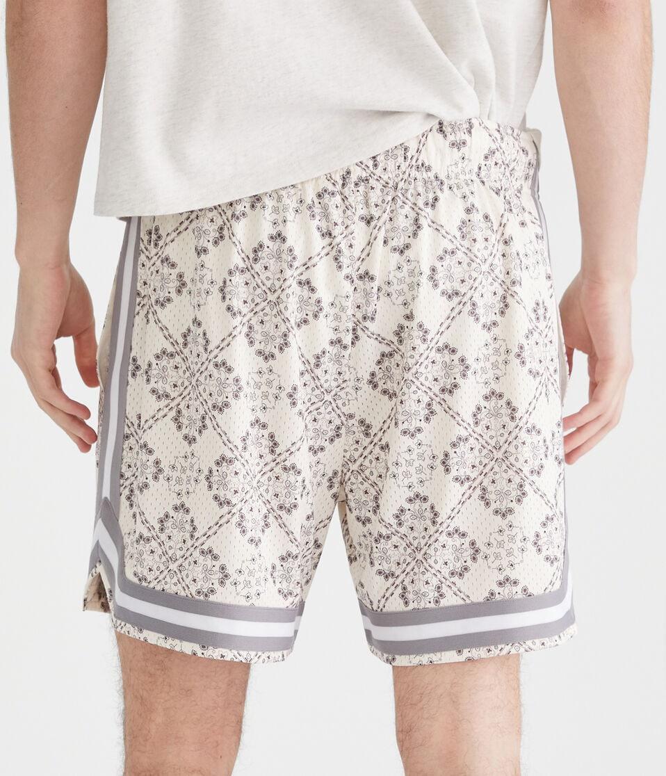 Aéropostale Floral Diamond Print Mesh Shorts 6" Cream