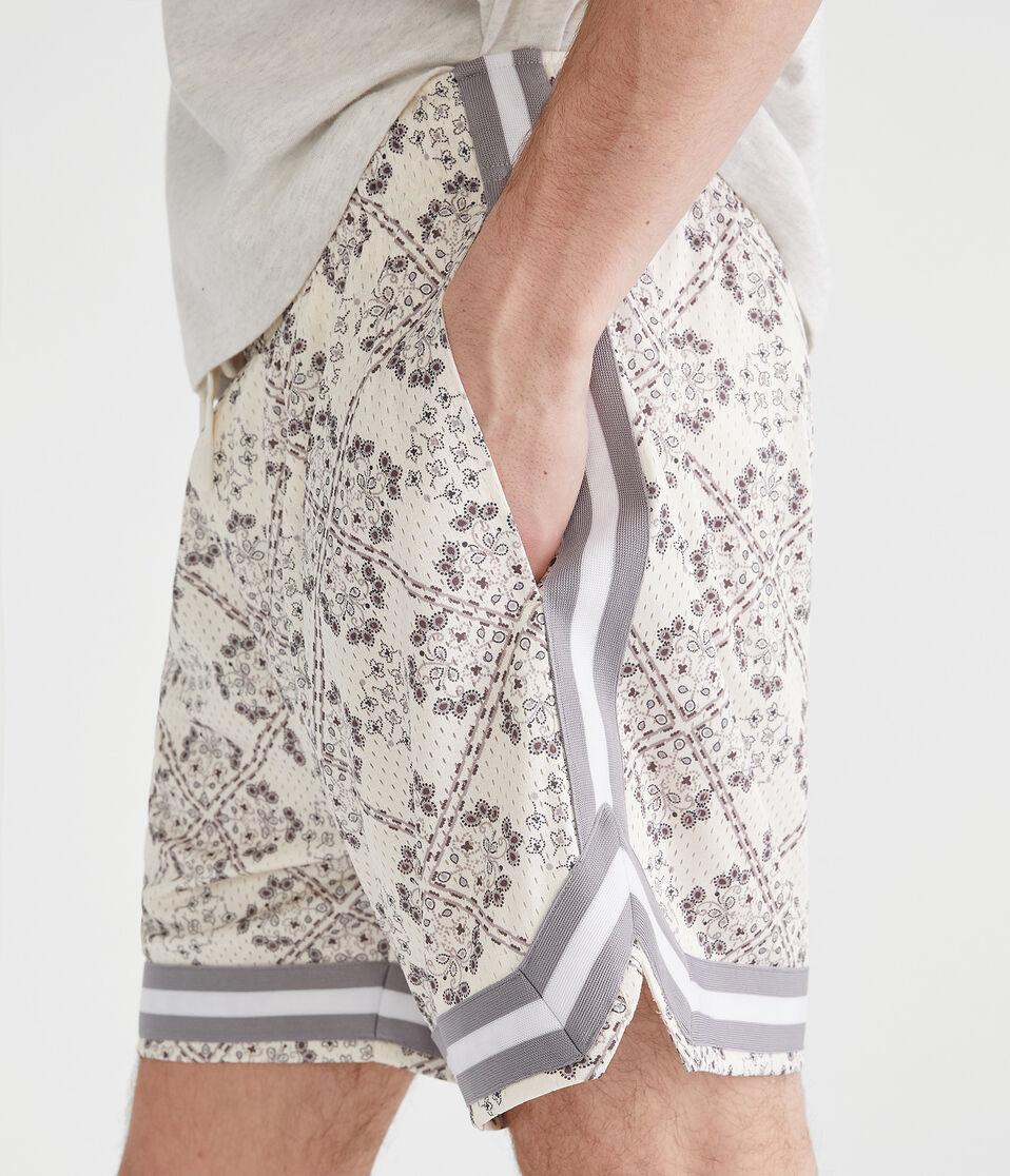Aéropostale Floral Diamond Print Mesh Shorts 6" Cream