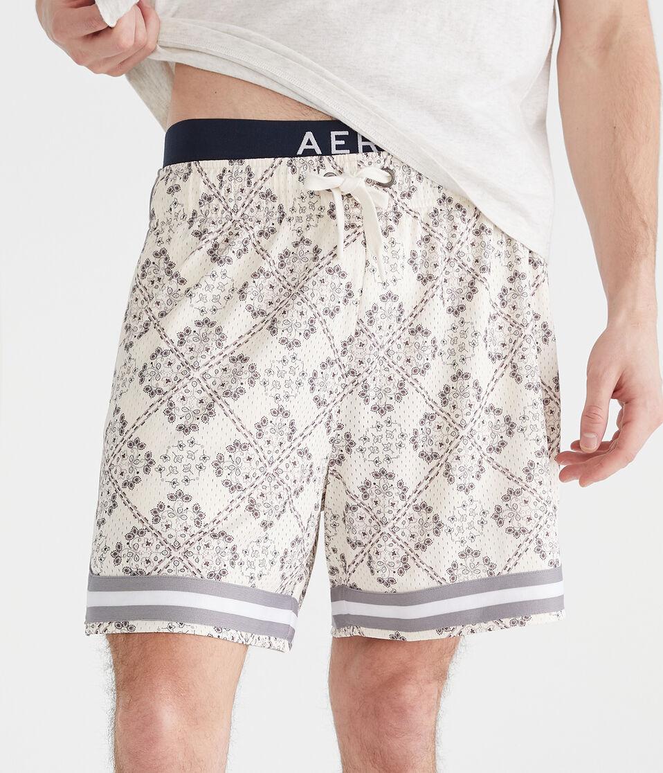 aéropostale Floral Diamond Print Mesh Shorts 6" cream