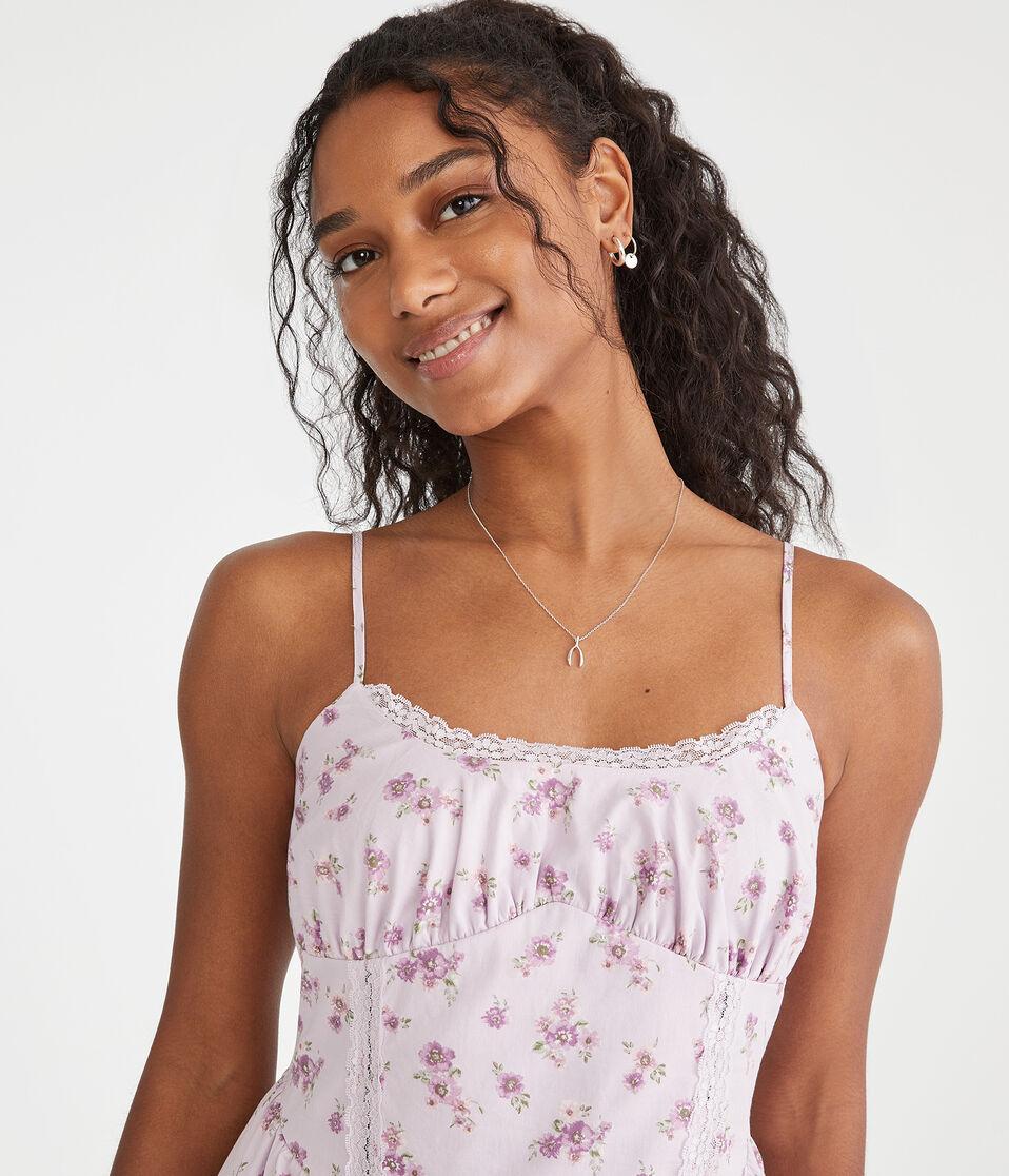 Aéropostale Floral Scoop-Neck Fit & Flare Dress Winsome Orchid