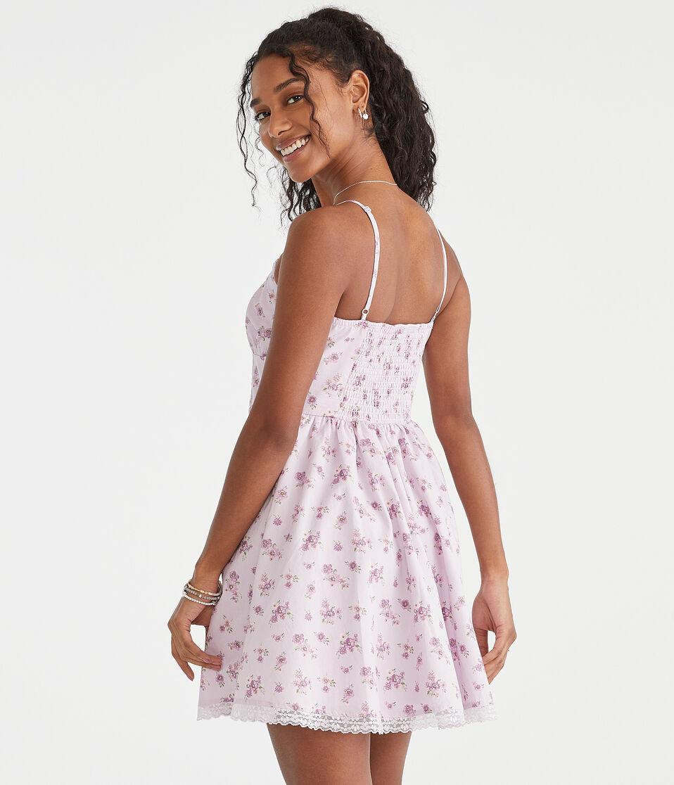 Aéropostale Floral Scoop-Neck Fit & Flare Dress Winsome Orchid