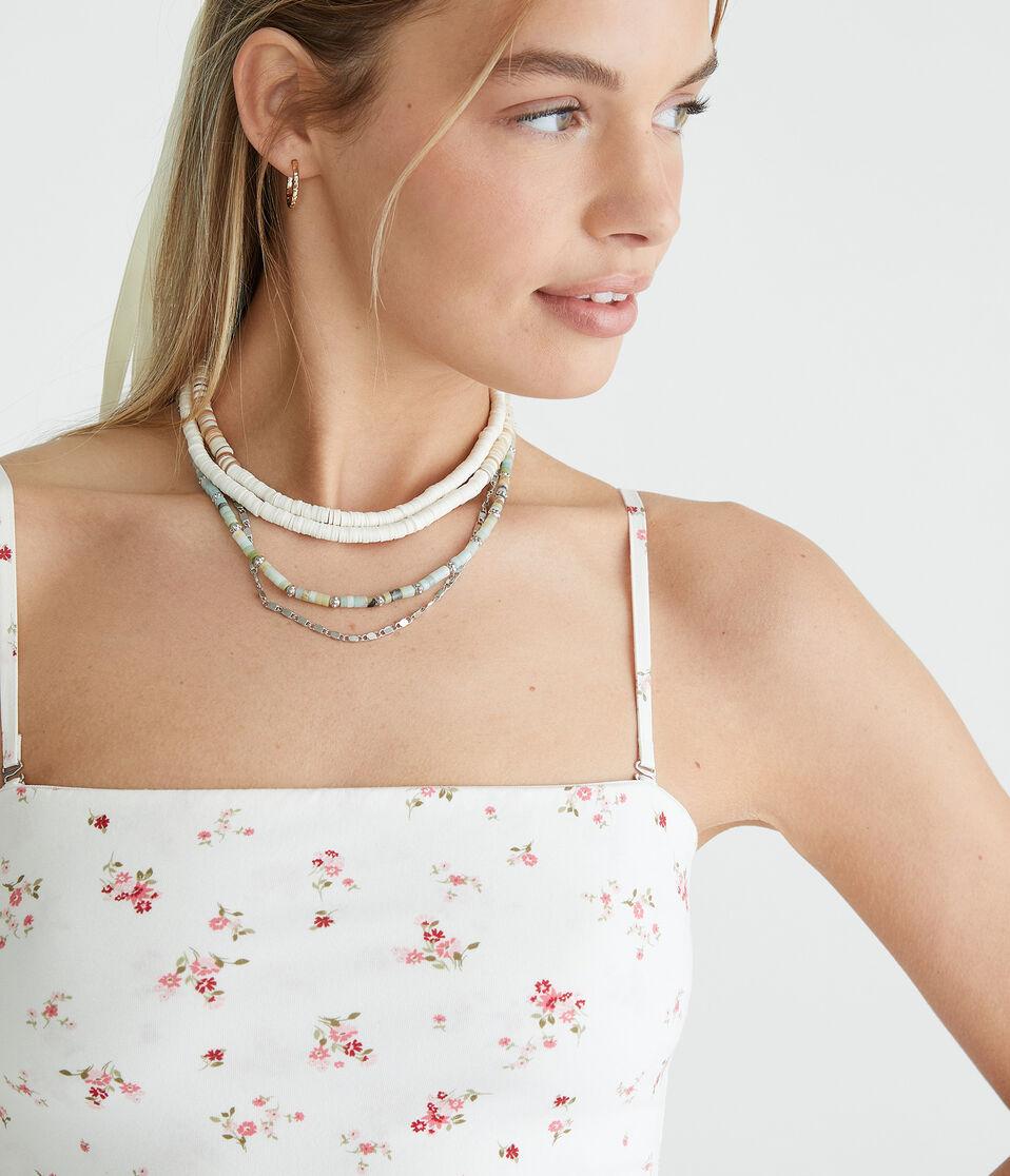 Aéropostale Floral Strapless Tiered Fit & Flare Dress Cream