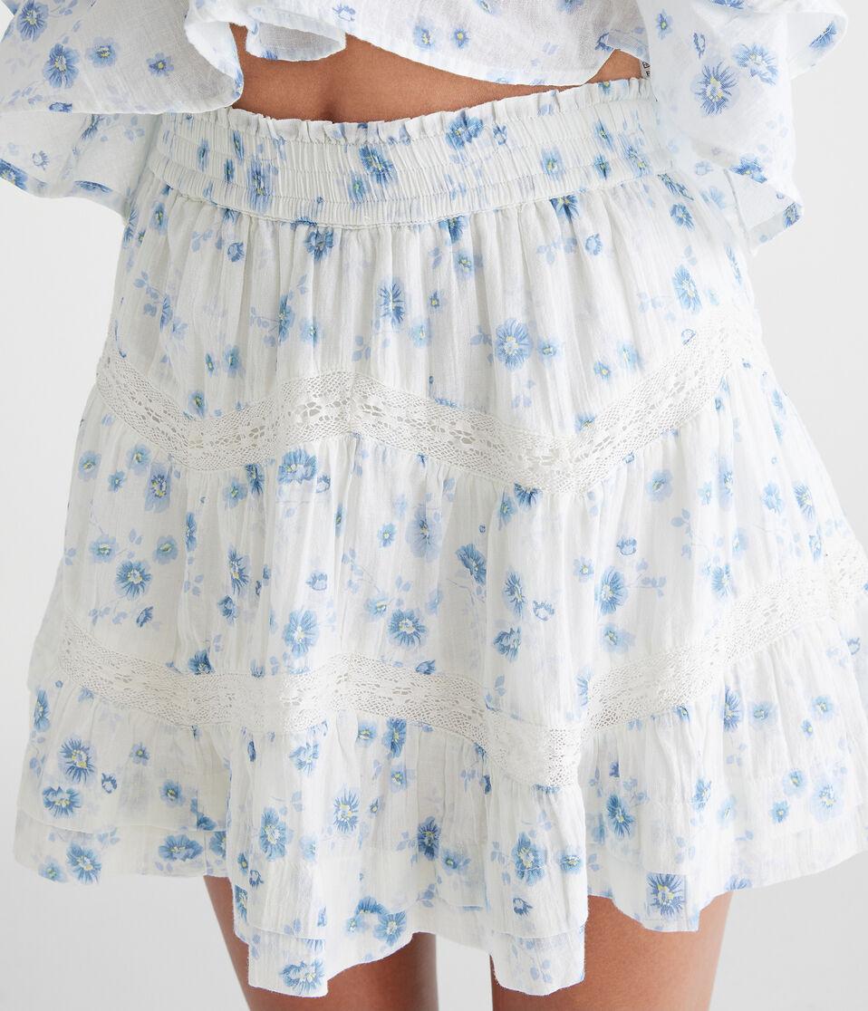 Aéropostale Floral Zigzag Lace Tiered Mini Skort Cream