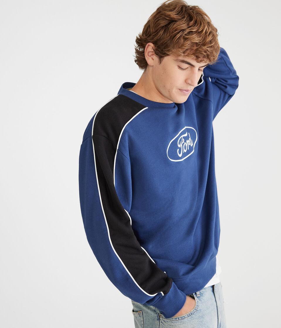 Aéropostale Ford Colorblocked Crew Sweatshirt Pagoda Blue