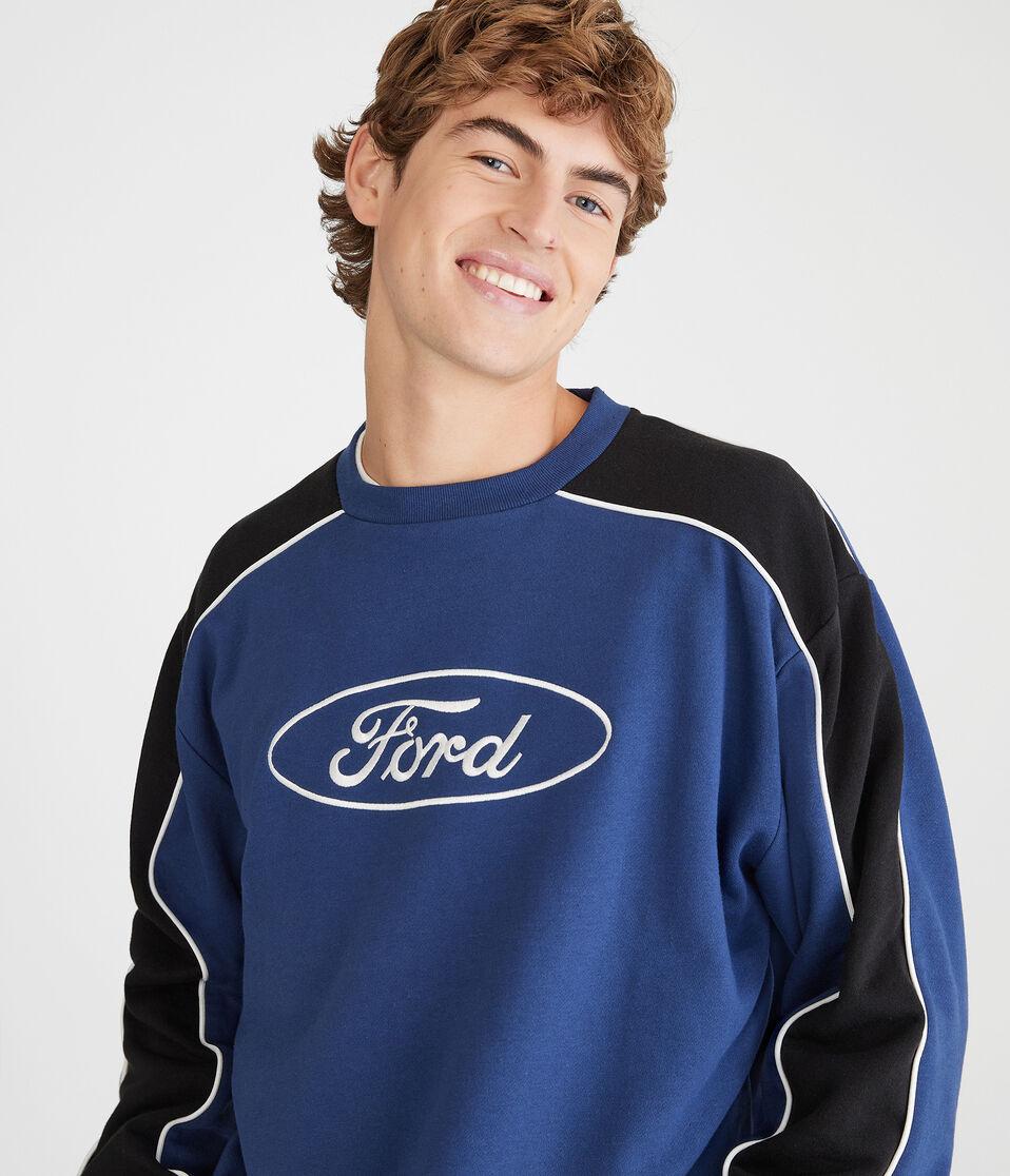 Aéropostale Ford Colorblocked Crew Sweatshirt Pagoda Blue