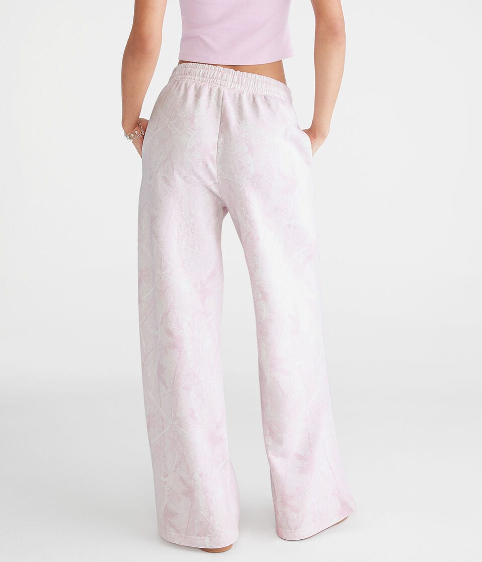 Aéropostale Forest Camo High-Rise Wide Leg Sweatpants Peach Whip