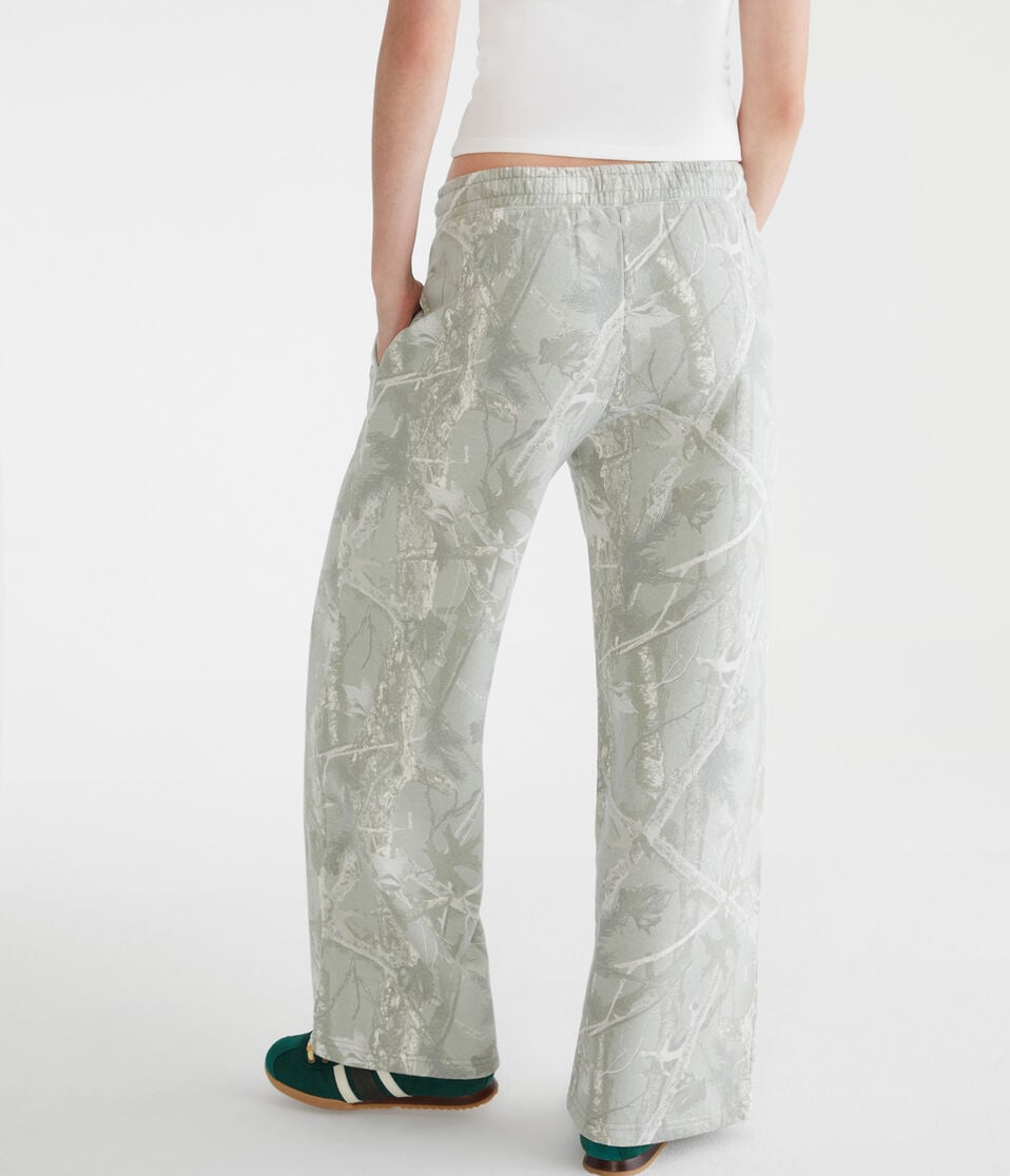 Aéropostale Forest Camo Mid-Rise Wide Leg Sweatpants Organic Olive