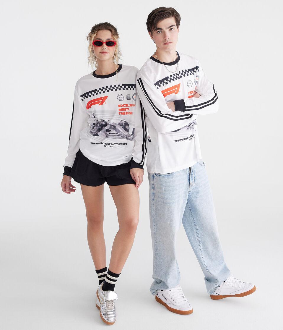 Aéropostale Formula 1® Long Sleeve Mesh Graphic Tee White