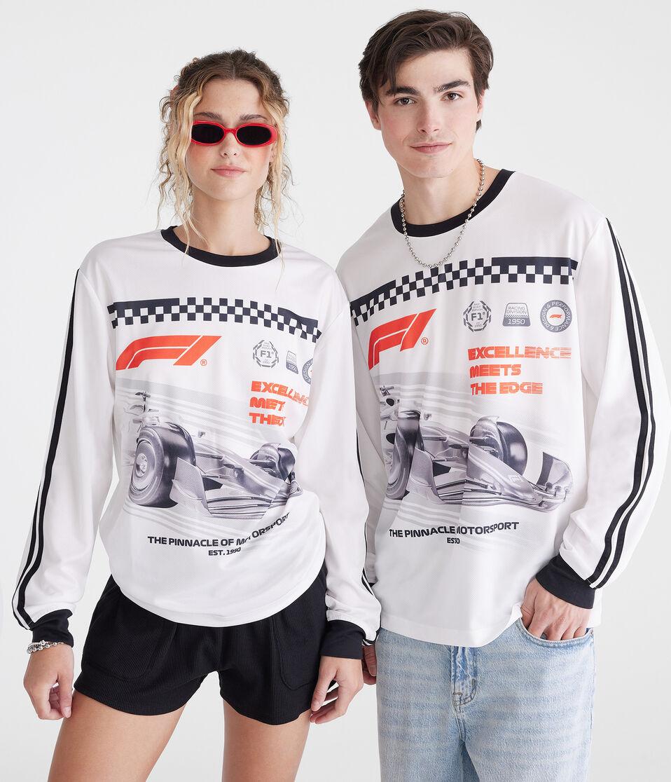 aéropostale Formula 1® Long Sleeve Mesh Graphic Tee white
