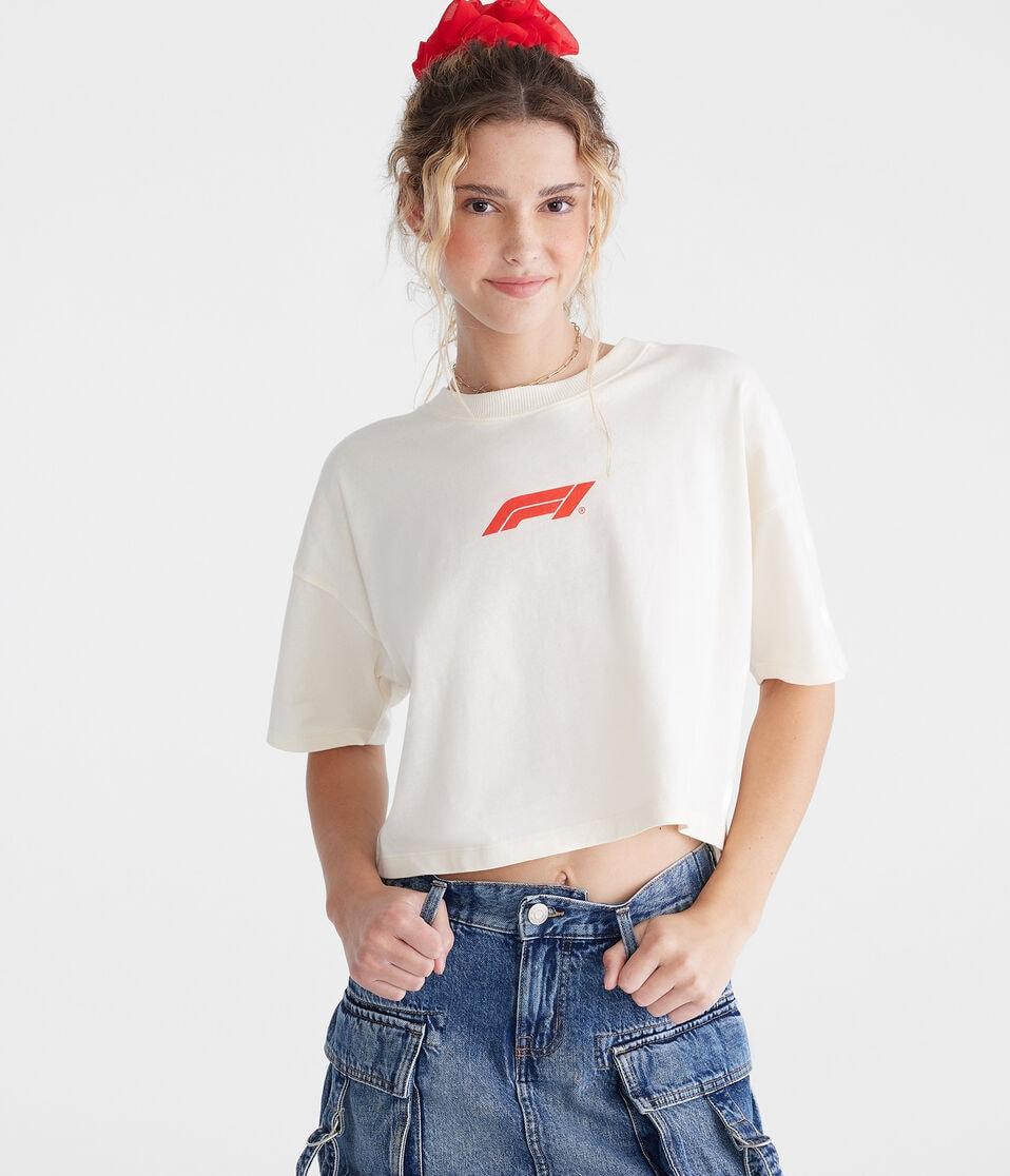 Aéropostale Formula 1® World Tour 2025 Cropped Graphic Tee Cream
