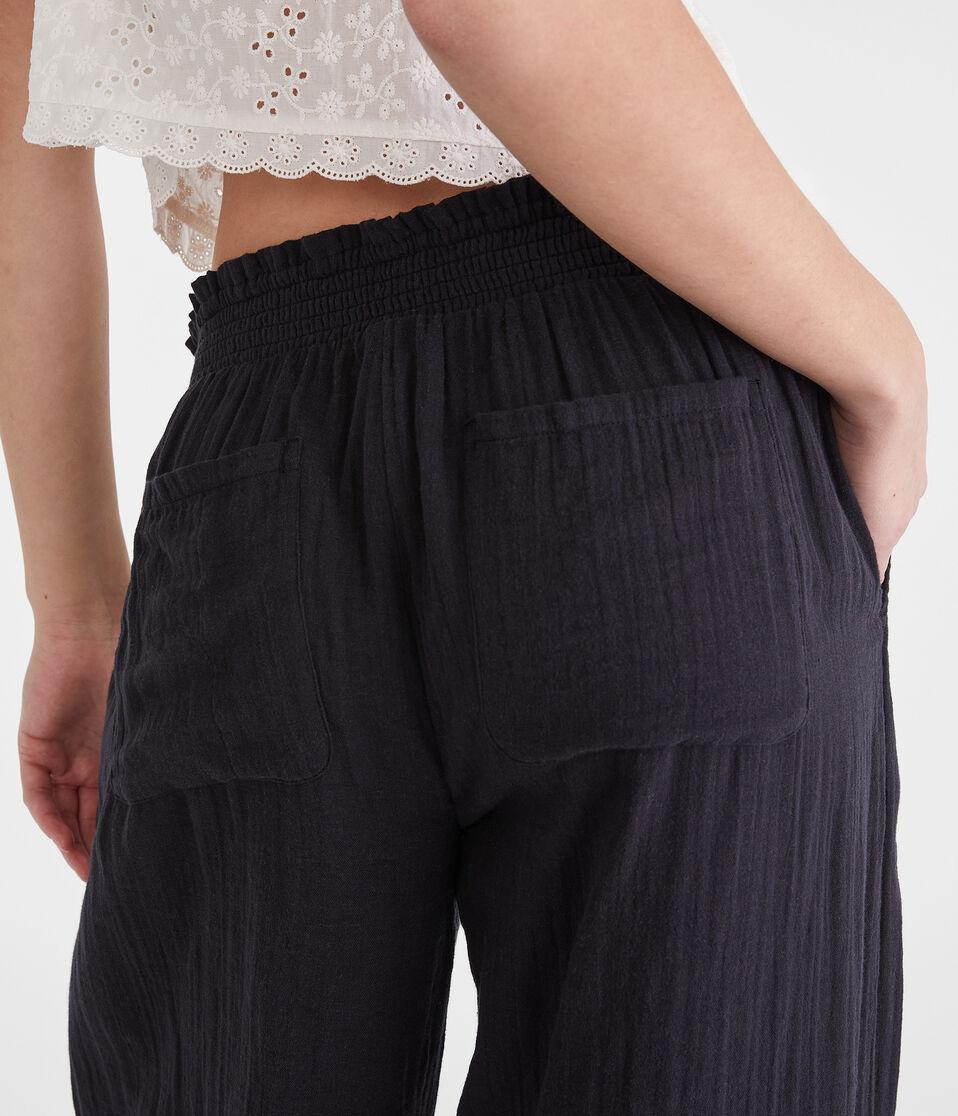 Aéropostale Gauze Wide Leg Drawstring Pants Black Fox