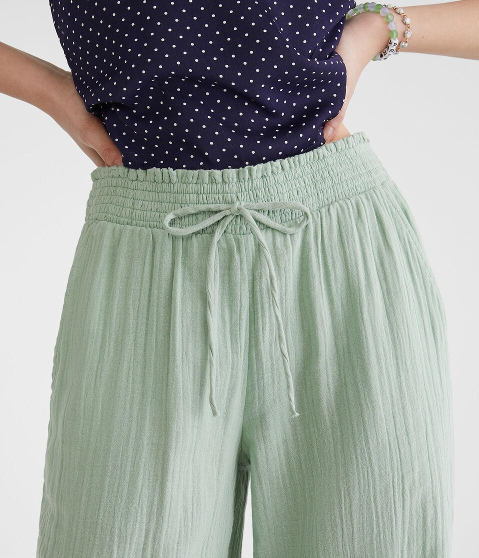 Aéropostale Gauze Wide Leg Drawstring Pants Caper Green