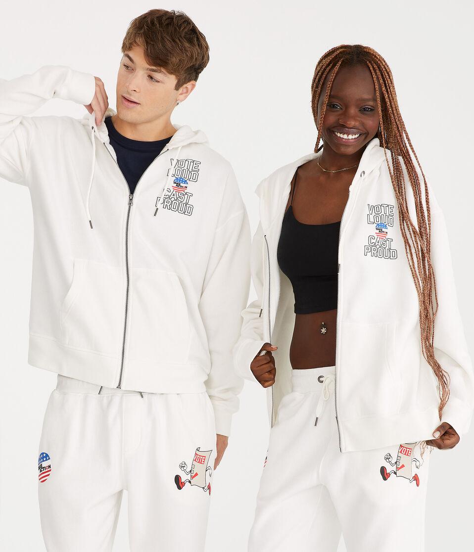 Aéropostale GLOBAL CITIZEN® Vote Loud Full-Zip Hoodie Cream