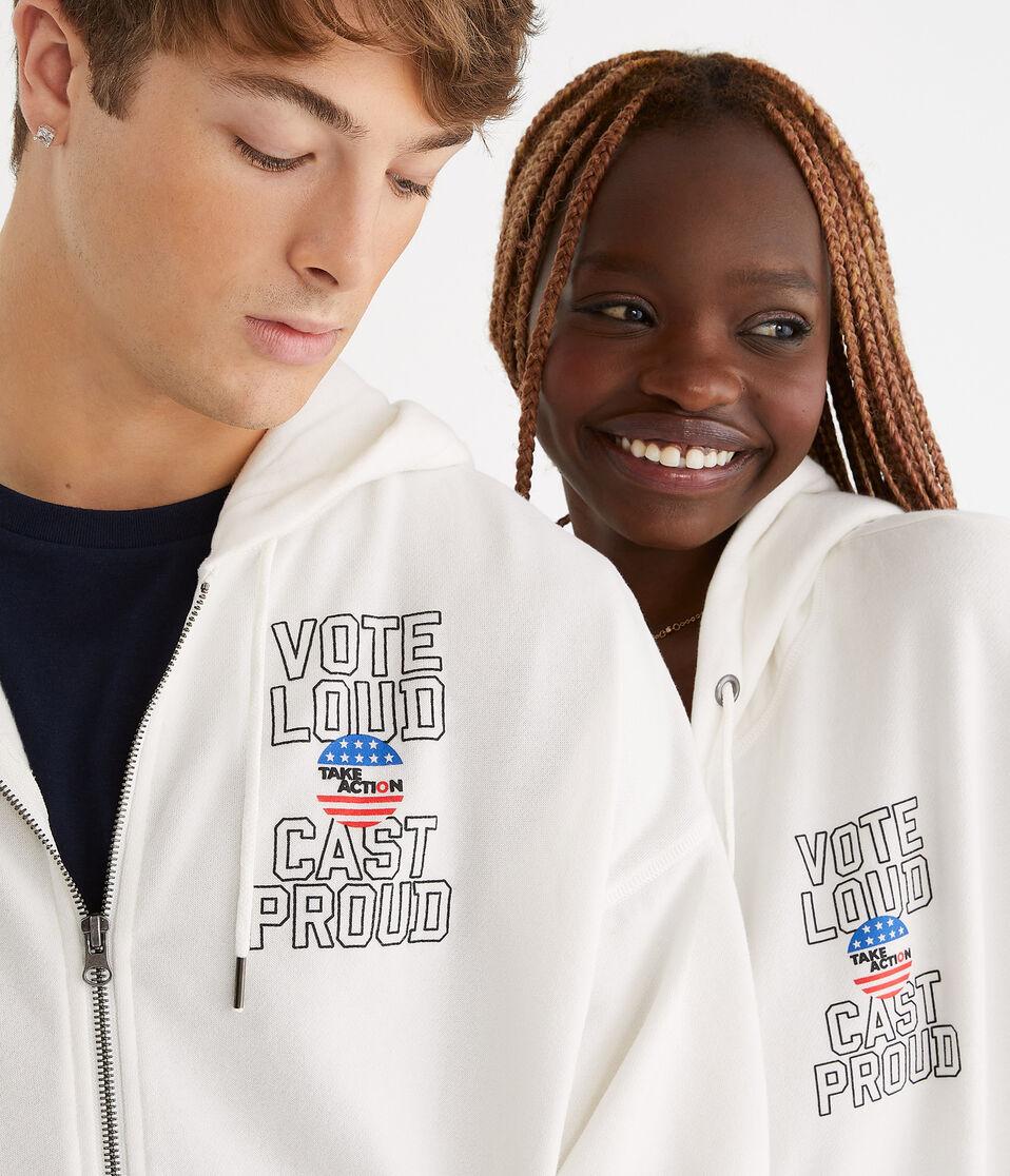 Aéropostale GLOBAL CITIZEN® Vote Loud Full-Zip Hoodie Cream