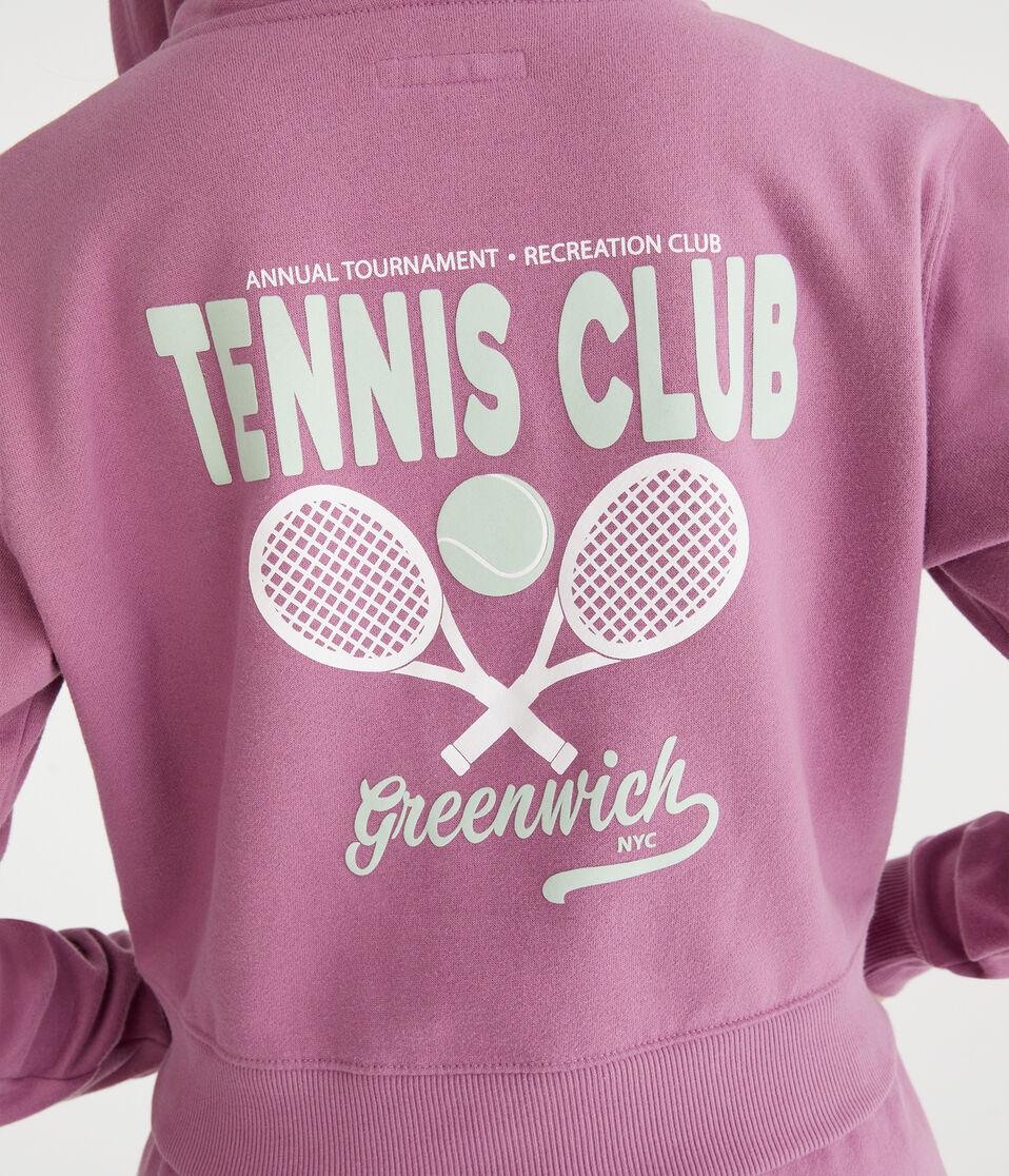 Aéropostale Greenwich Tennis Club Cropped Full-Zip Hoodie Burgundy