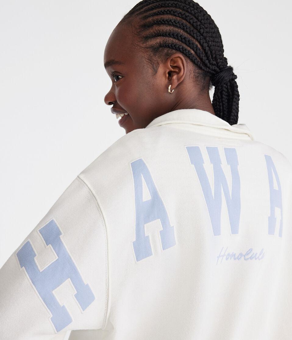 Aéropostale Hawaii Oversized Quarter-Zip Sweatshirt Cream