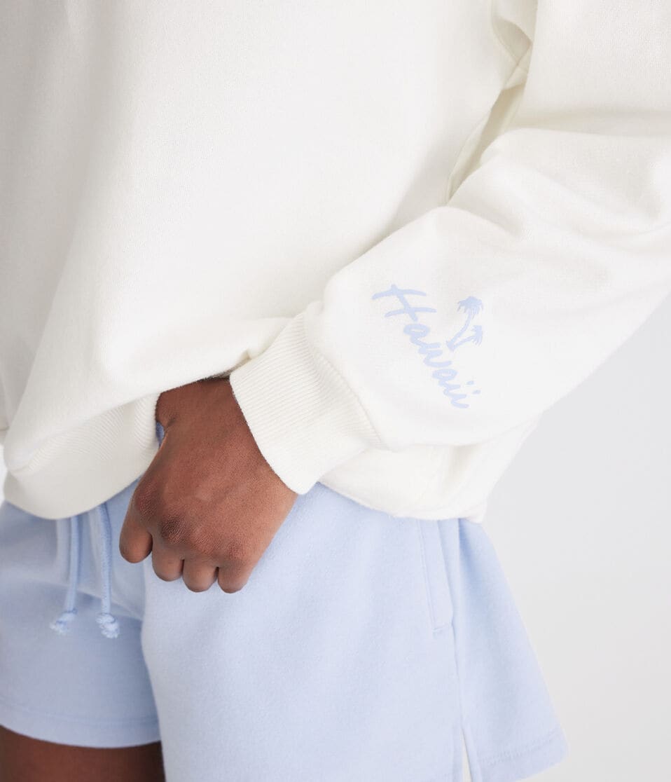 Aéropostale Hawaii Oversized Quarter-Zip Sweatshirt Cream